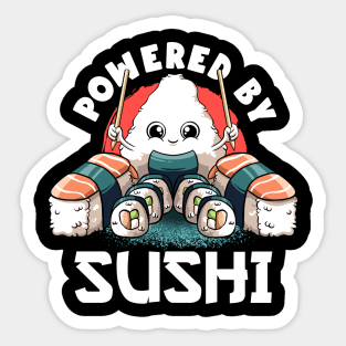 Powered By Sushi Lover Kawaii Cute Food Japanese Anime Sushi Sticker